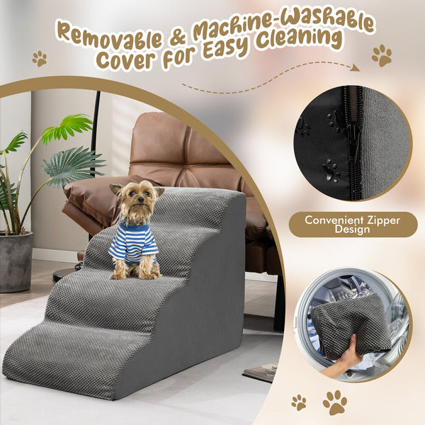 4-Step Extra Wide Dog Ramp with Washable Cover - jenshomeandgardendecor