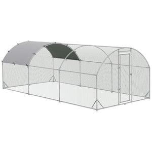 Galvanized Large Metal Chicken Coop Cage Walk-in Enclosure - jenshomeandgardendecor