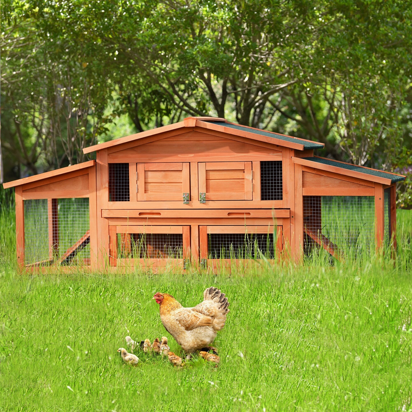 Wooden Chicken Coop with Run - jenshomeandgardendecor