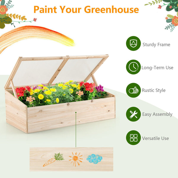 Wooden Cold Frame Greenhouse Flower Planter - jenshomeandgardendecor