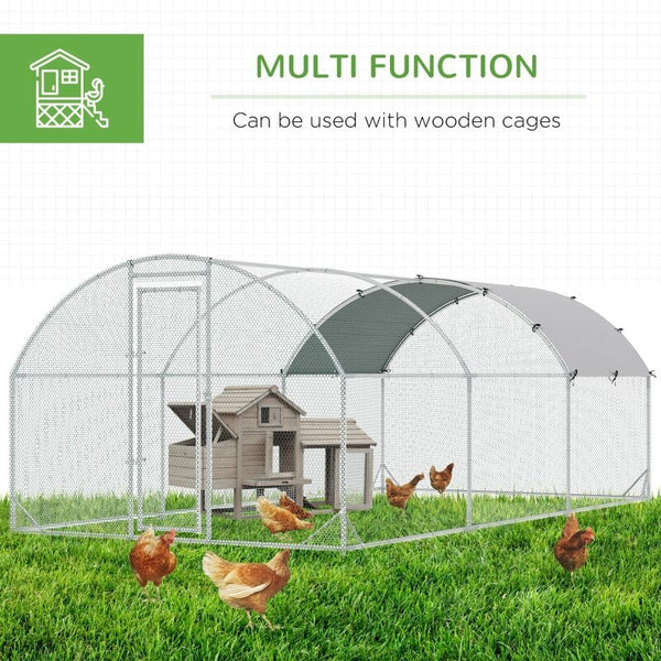 Galvanized Large Metal Chicken Coop Cage Walk-in Enclosure - jenshomeandgardendecor