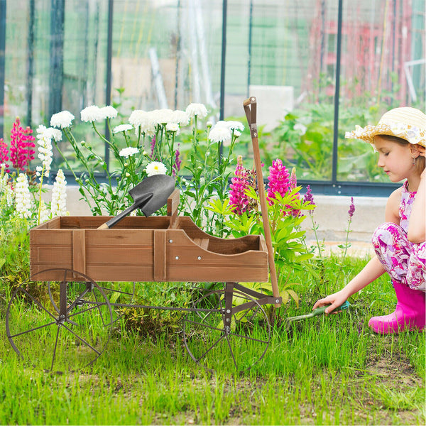 Wagon Plant Bed W/ Wheels - jenshomeandgardendecor