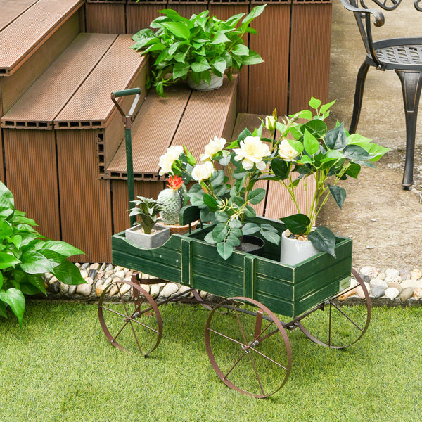 Wagon Plant Bed W/ Wheels - jenshomeandgardendecor