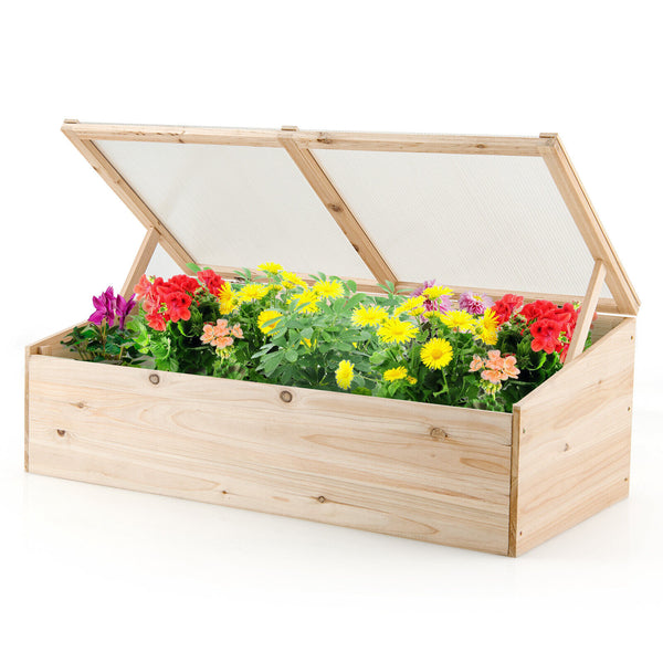 Wooden Cold Frame Greenhouse Flower Planter - jenshomeandgardendecor