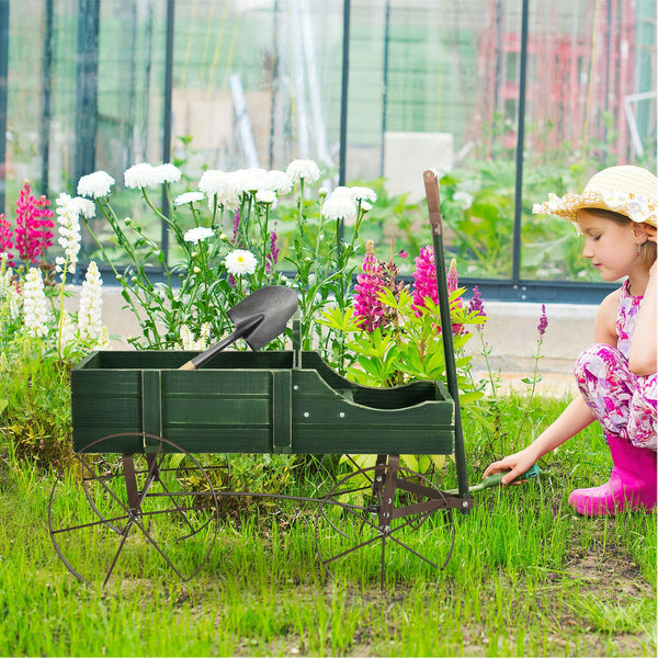 Wagon Plant Bed W/ Wheels - jenshomeandgardendecor