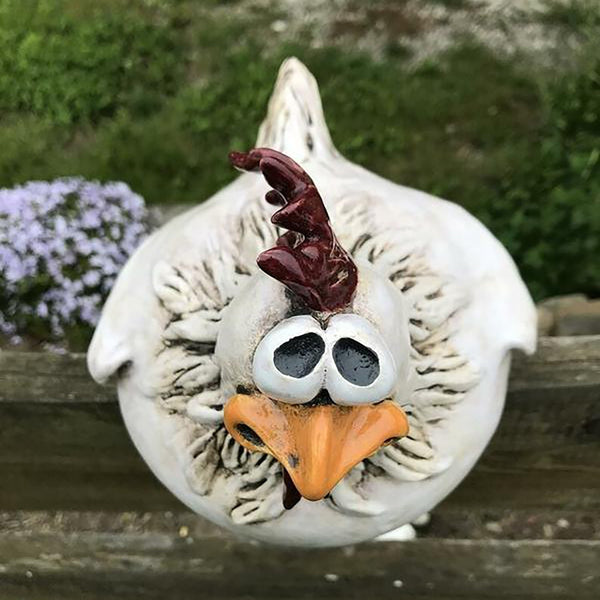 Funny Chicken Fence Decor Statues - jenshomeandgardendecor