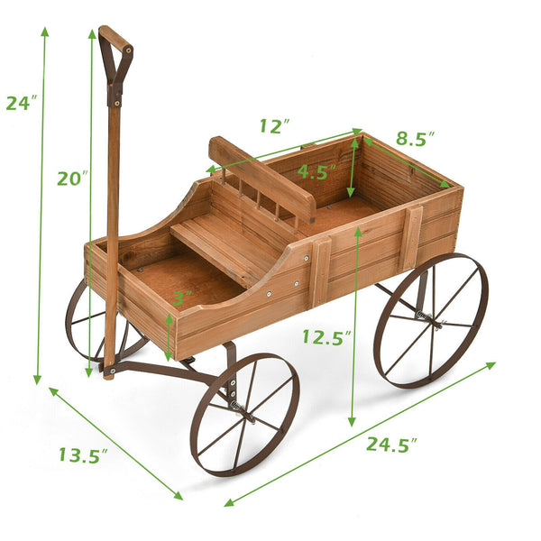 Wagon Plant Bed W/ Wheels - jenshomeandgardendecor