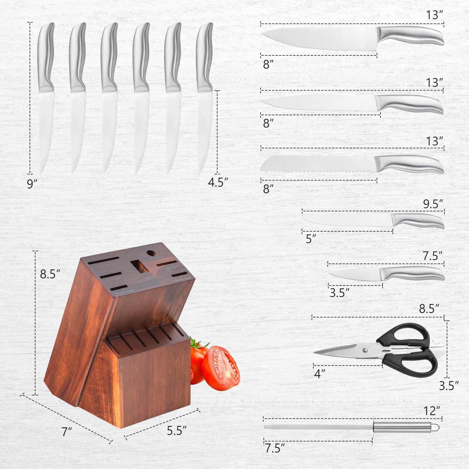 14-Piece Kitchen Knife Set - jenshomeandgardendecor