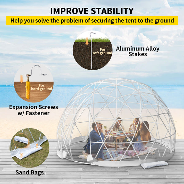 VEVOR Bubble Tent Garden Igloo 9.5/12ft With LED - jenshomeandgardendecor