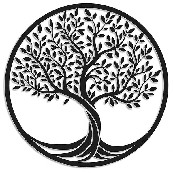 Tree Life Wall Hanging Black Metal Iron Art - jenshomeandgardendecor