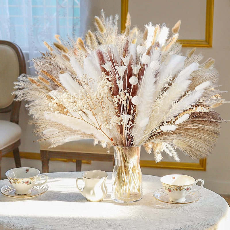 60-109PCS Natural Dried Pampas Grass Bouquet - jenshomeandgardendecor