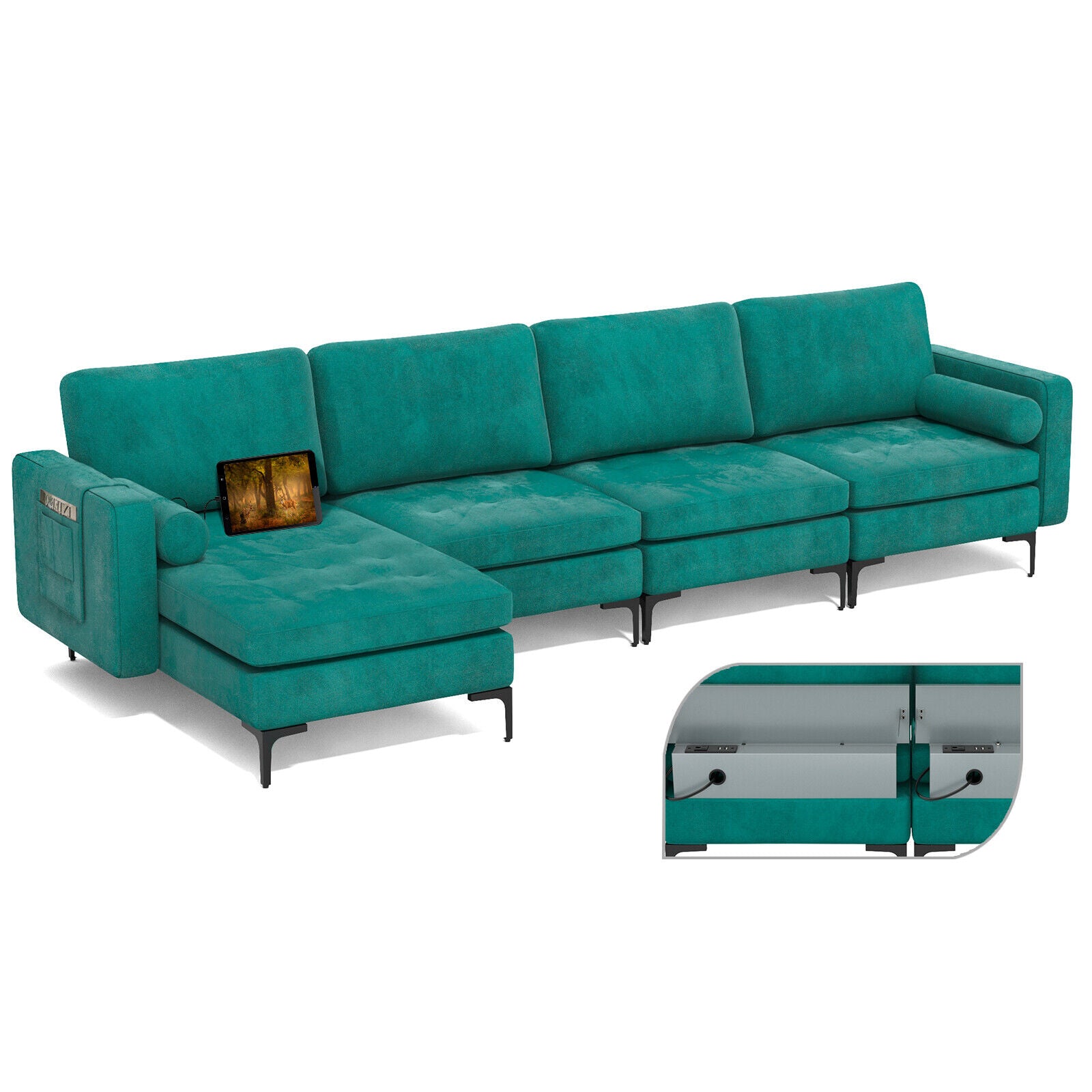 Modular L-shaped Sectional Sofa w/ Reversible Chaise - jenshomeandgardendecor