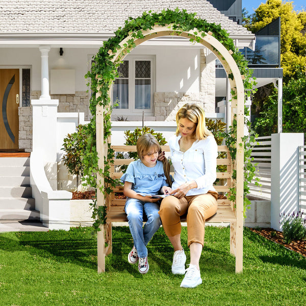 Wooden Garden Bench Arbor w/backrest - jenshomeandgardendecor