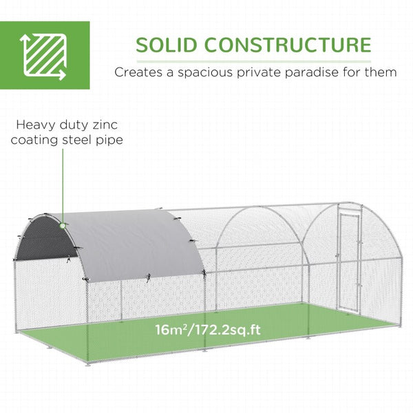 Galvanized Large Metal Chicken Coop Cage Walk-in Enclosure - jenshomeandgardendecor