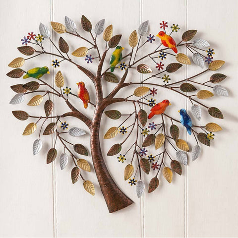 Heart Shape Family Tree Metal Wall Decor - jenshomeandgardendecor