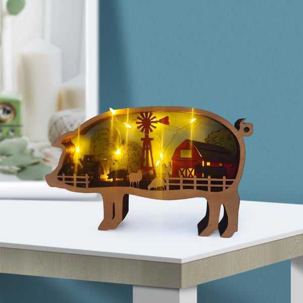 3D Wood Carving Animal Decor with Lights - jenshomeandgardendecor