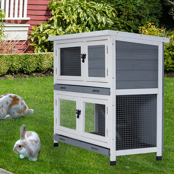 Two-layer Wooden Rabbit Hutches - jenshomeandgardendecor