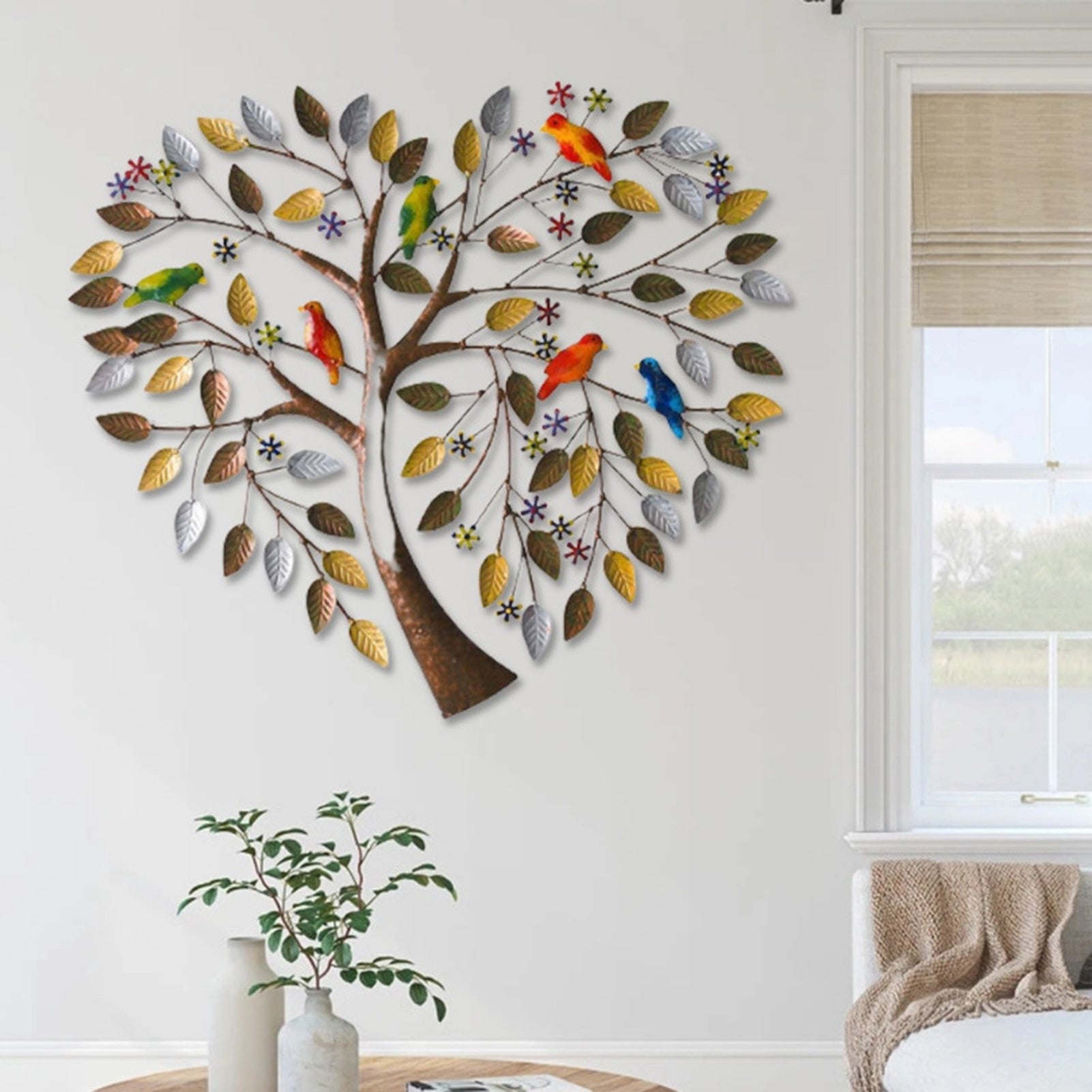 Heart Shape Family Tree Metal Wall Decor - jenshomeandgardendecor