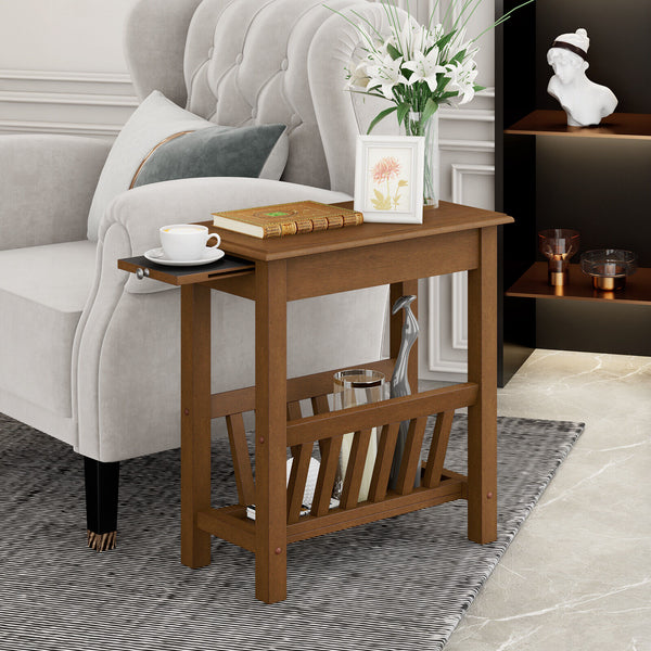 2PCS End Table with Pull-out Tray Shelf - jenshomeandgardendecor