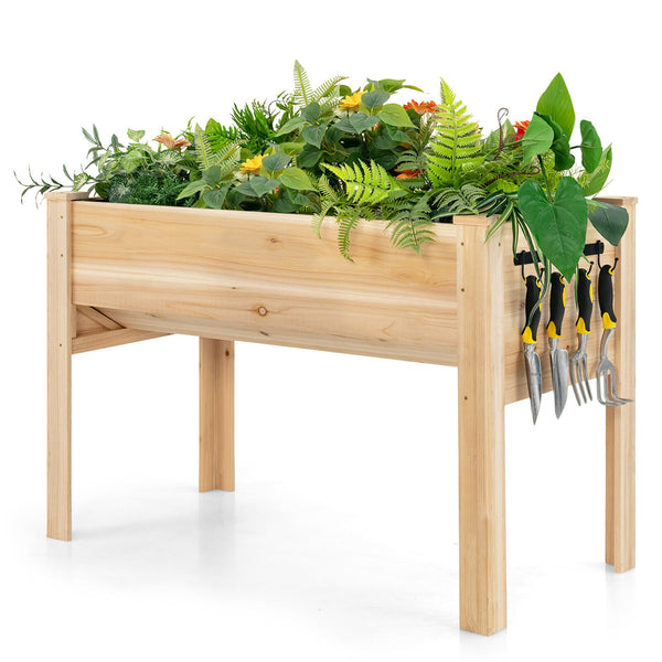 Wood Raised Garden Bed w/Tool Hook - jenshomeandgardendecor