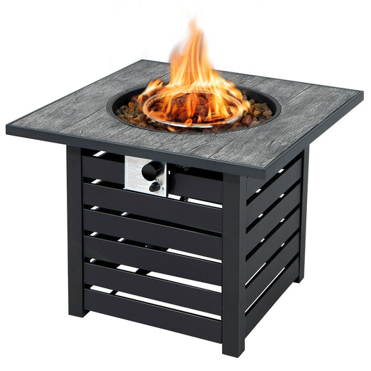 Square Propane Fire Pit Table for Patio w/Lava Rocks - jenshomeandgardendecor