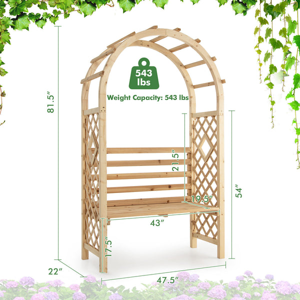 Wooden Garden Bench Arbor w/backrest - jenshomeandgardendecor