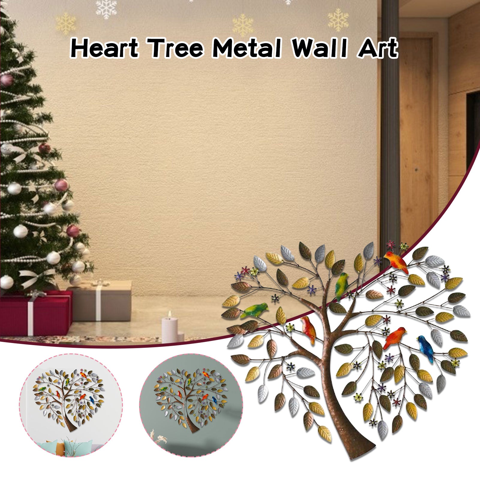 Heart Shape Family Tree Metal Wall Decor - jenshomeandgardendecor