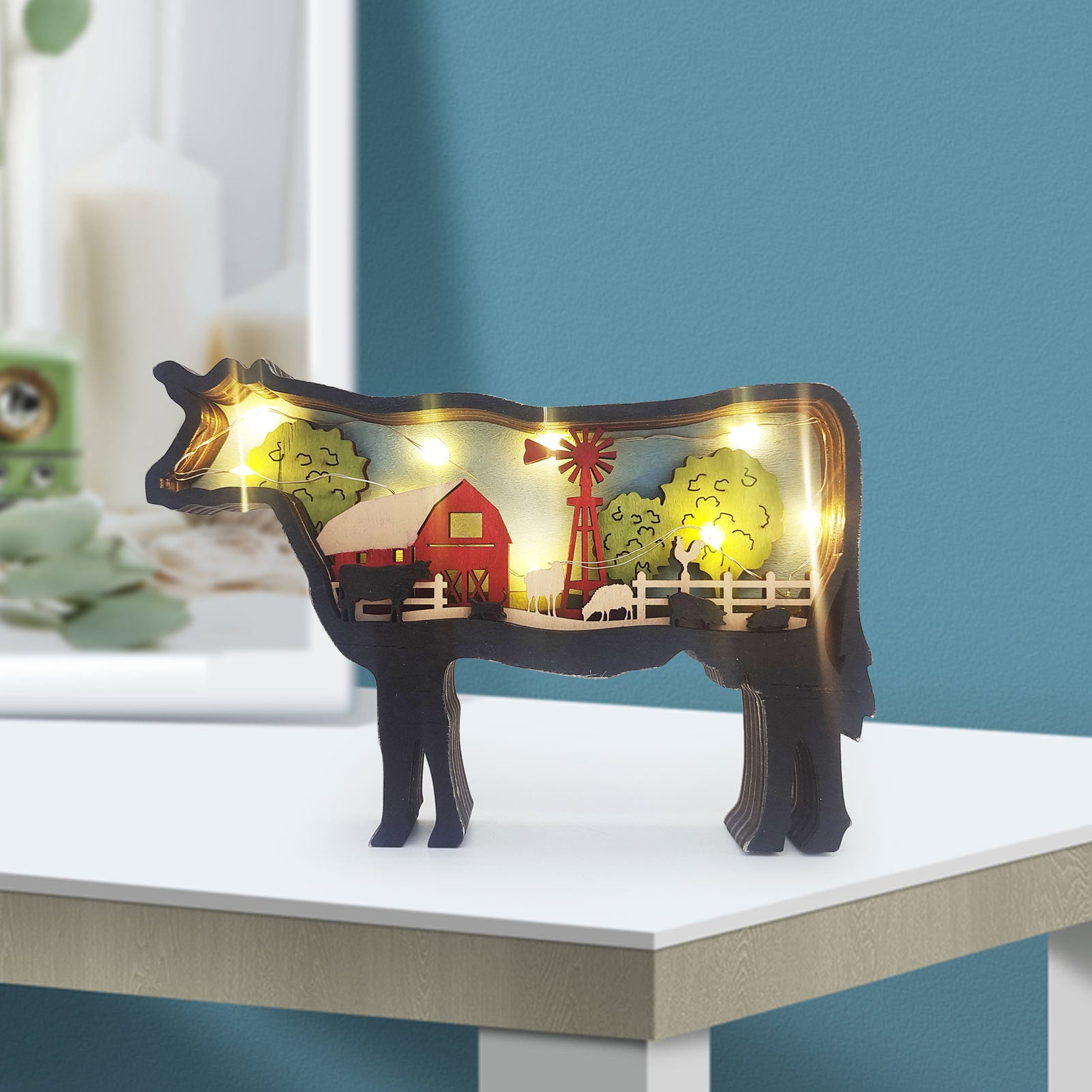 3D Wood Carving Animal Decor with Lights - jenshomeandgardendecor