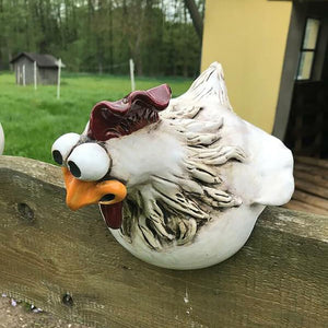 Funny Chicken Fence Decor Statues - jenshomeandgardendecor