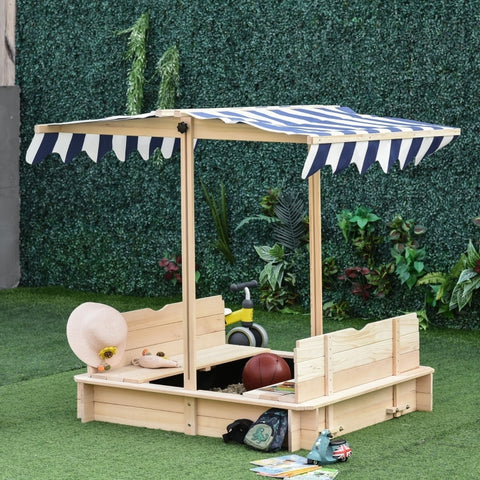 Children's Wooden Sandbox with Roof - jenshomeandgardendecor