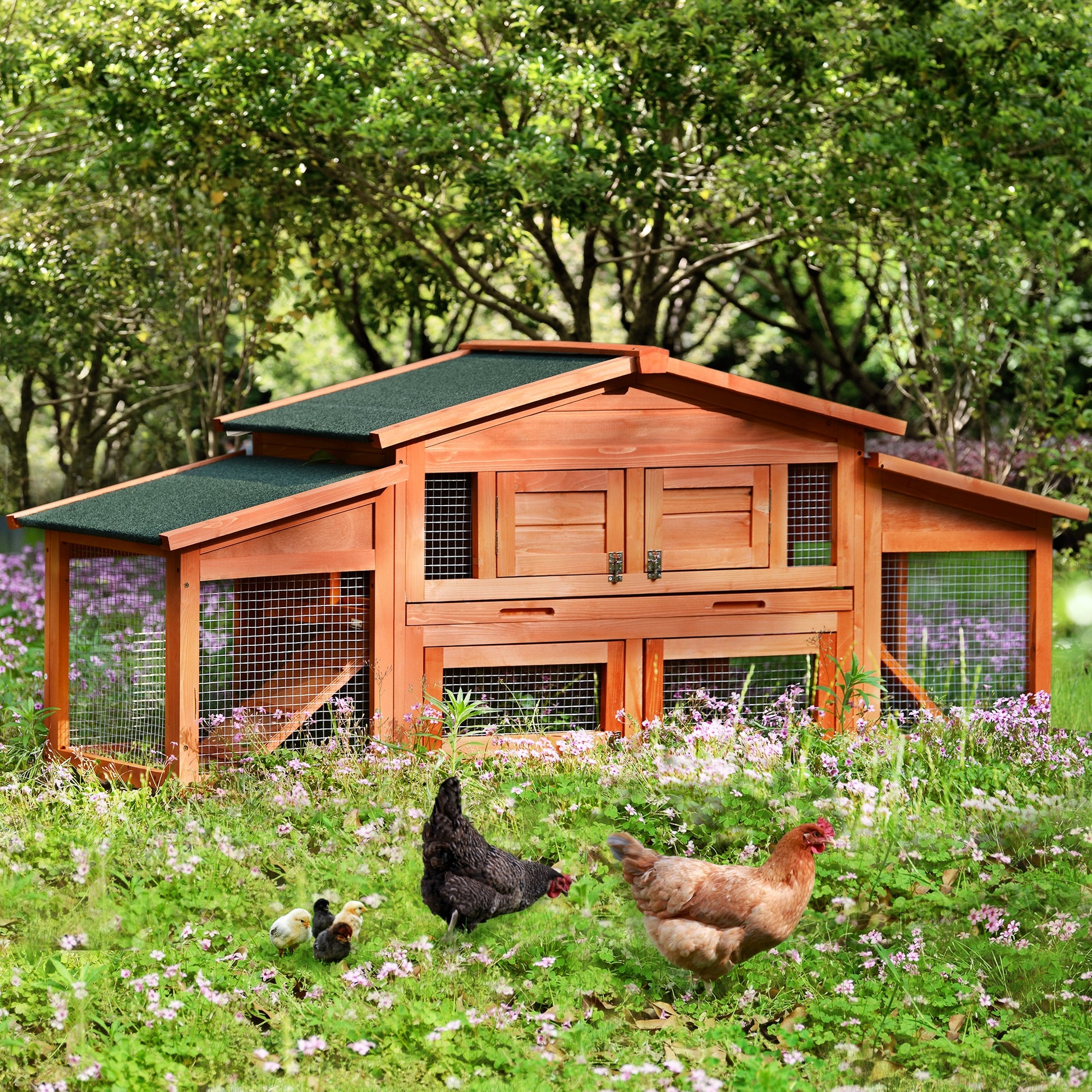 Wooden Chicken Coop with Run - jenshomeandgardendecor