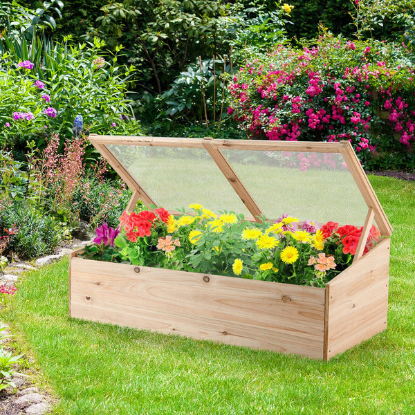 Wooden Cold Frame Greenhouse Flower Planter - jenshomeandgardendecor