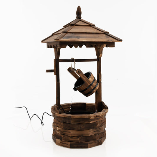 Rustic Wishing Well Fountain w/Electric Pump - jenshomeandgardendecor