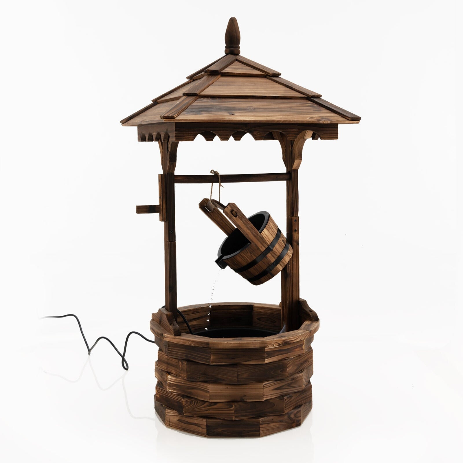 Rustic Wishing Well Fountain w/Electric Pump - jenshomeandgardendecor