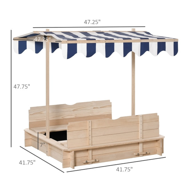 Children's Wooden Sandbox with Roof - jenshomeandgardendecor