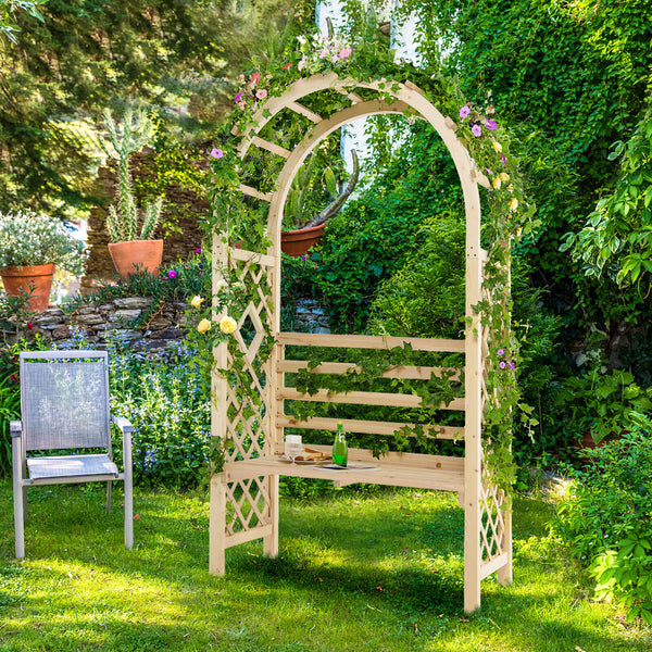 Wooden Garden Bench Arbor w/backrest - jenshomeandgardendecor